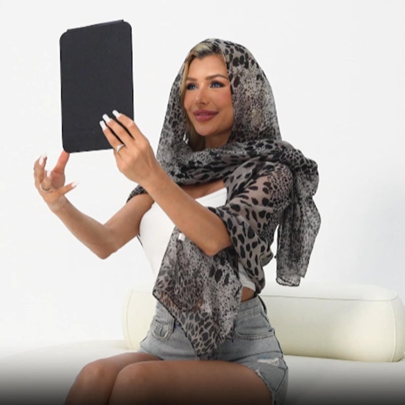 VJHX Leopard Print Shawls and Wraps for Womens Cheetah Hijab Scarf Voile Sheer Beach Scarves Sunscreen Head Shawl - Image 5